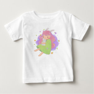 Camiseta De Bebé Ilustración de niña conejito de primavera