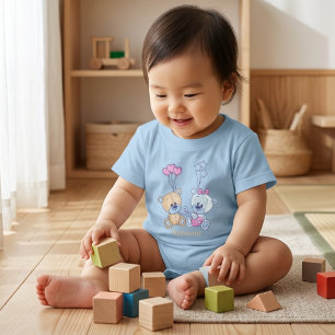 Camiseta De Bebé Ilustración de ositos de peluche y globos lindos