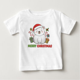 Camiseta De Bebé Ilustración de oso polar de Navidad adorable