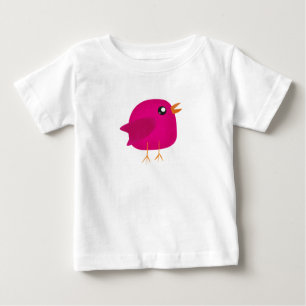 Camiseta De Bebé Ilustración de pajarito rosa lindo
