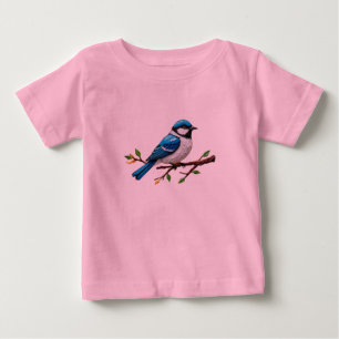Camiseta De Bebé Ilustración de pájaros cantores azules en rama