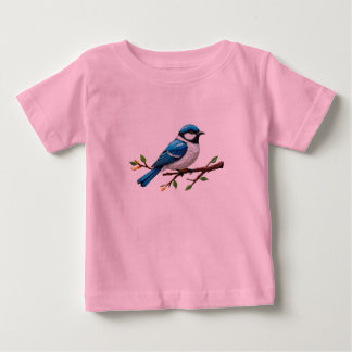 Camiseta De Bebé Ilustración de pájaros cantores azules en rama