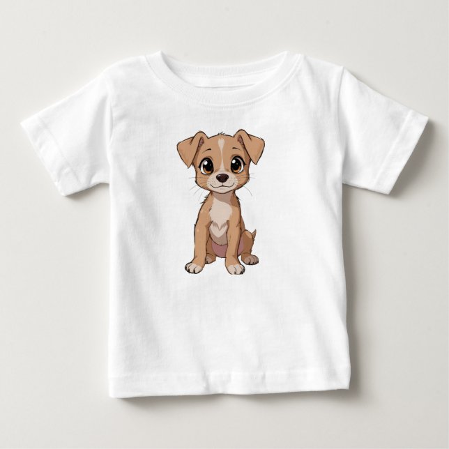 Camiseta De Bebé Ilustracion de perro anime con ojos grandes (Anverso)
