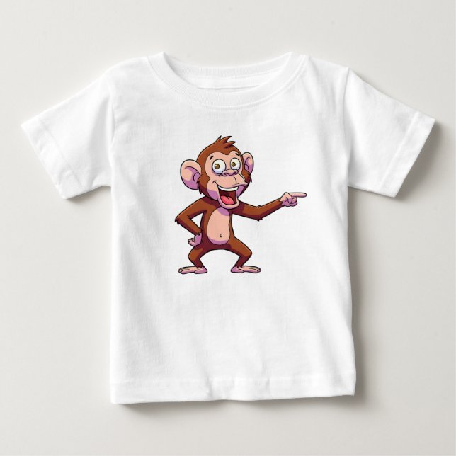 Camiseta De Bebé Ilustración de personaje de mono señalando (Anverso)