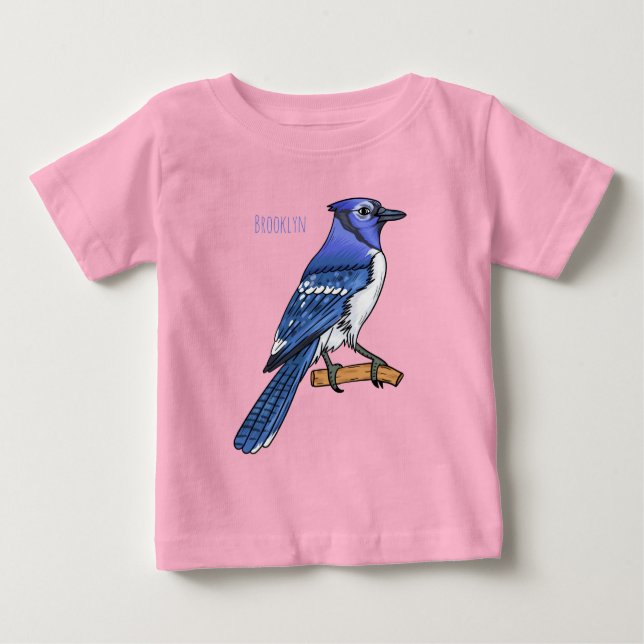 Camiseta De Bebé Ilustracion de personalizado de ave azul jay (Anverso)