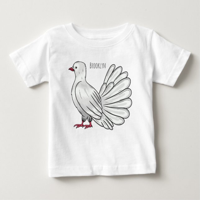 Camiseta De Bebé Ilustracion de personalizado de ave de paloma silv (Anverso)