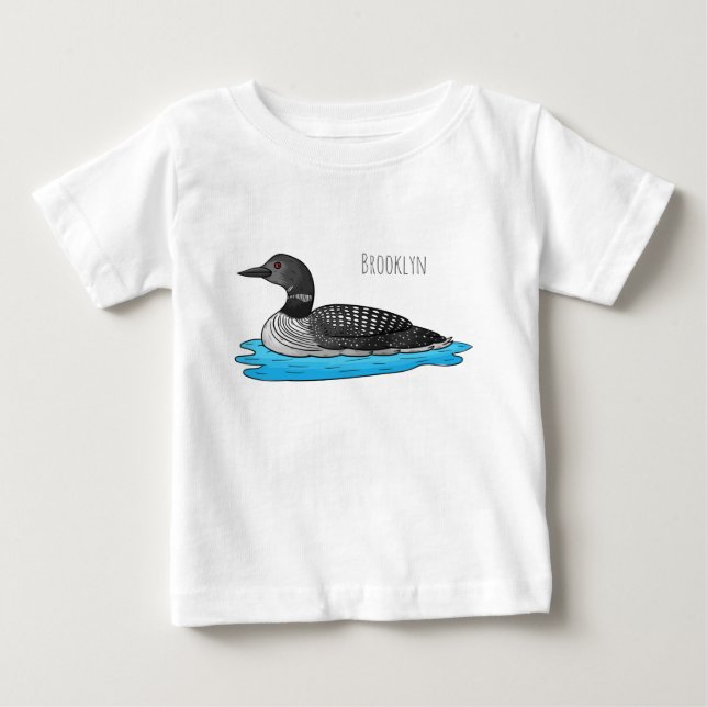Camiseta De Bebé Ilustracion de personalizado de aves de Loon (Anverso)