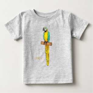 Camiseta De Bebé Ilustracion de personalizado de aves de macao azul