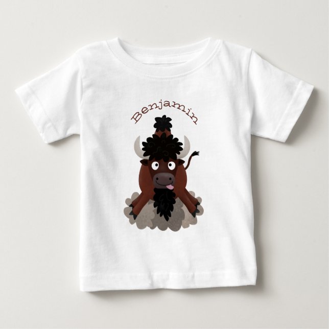 Camiseta De Bebé Ilustracion de personalizado de bisontes búfalos d (Anverso)