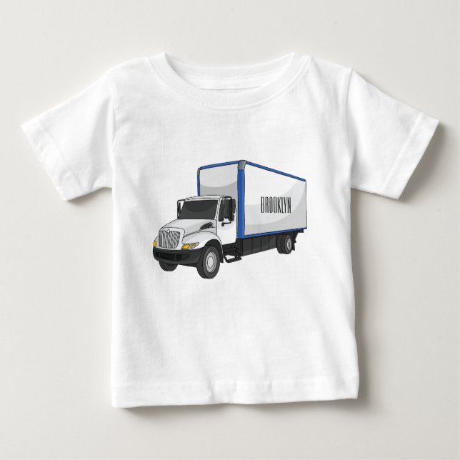 Camiseta De Bebé Ilustracion de personalizado de camiones de cajas (Anverso)