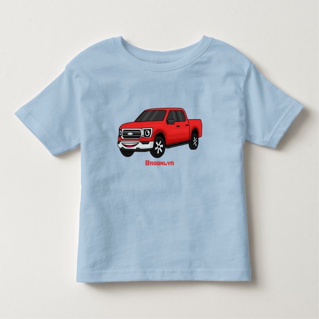 Camiseta De Bebé Ilustracion de personalizado de camioneta roja (Anverso)