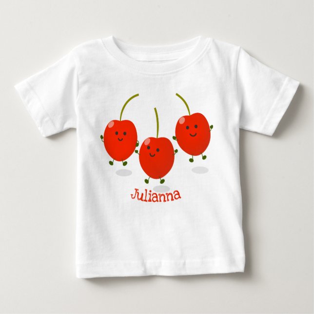 Camiseta De Bebé Ilustracion de personalizado de cerezas rojas de s (Anverso)