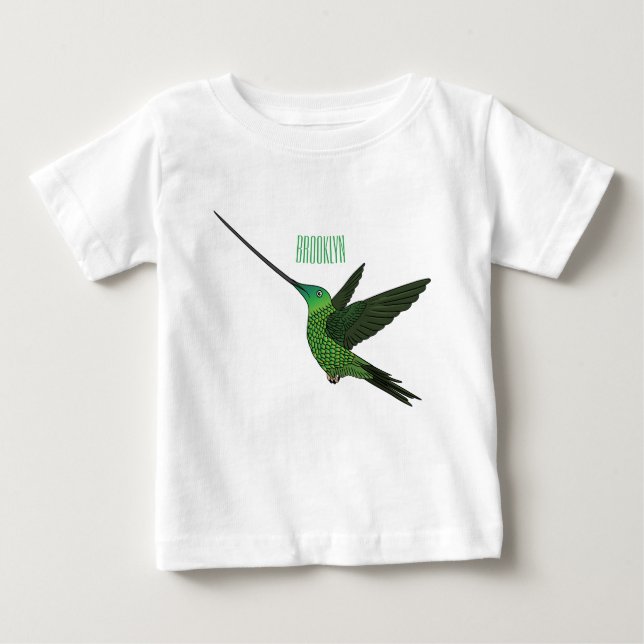 Camiseta De Bebé Ilustracion de personalizado de colibrí con moto d (Anverso)