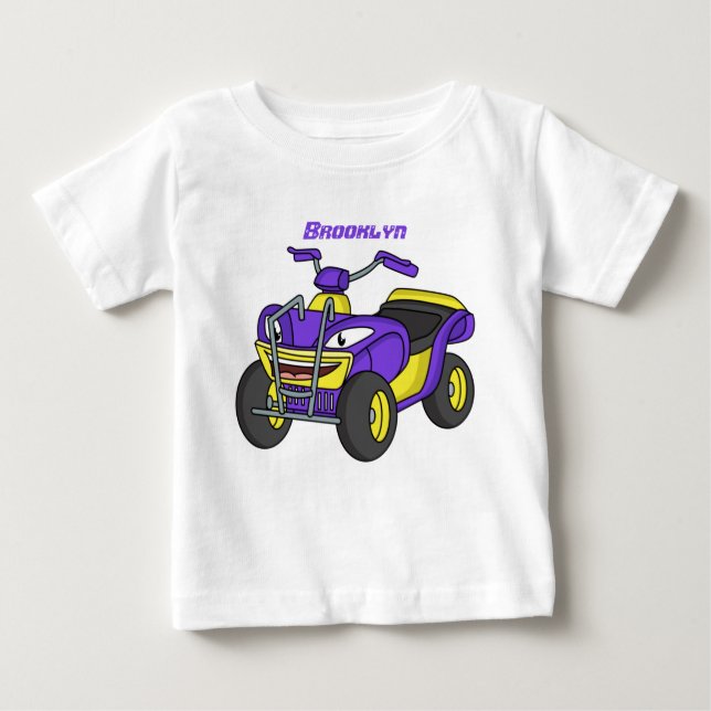 Camiseta De Bebé Ilustracion de personalizado de cuatro ruedas mora (Anverso)