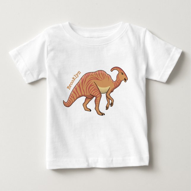 Camiseta De Bebé Ilustracion de personalizado de dinosaurios de par (Anverso)