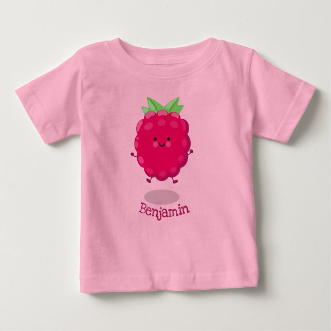 Camiseta De Bebé Ilustracion de personalizado de frambuesa alegre (Anverso)
