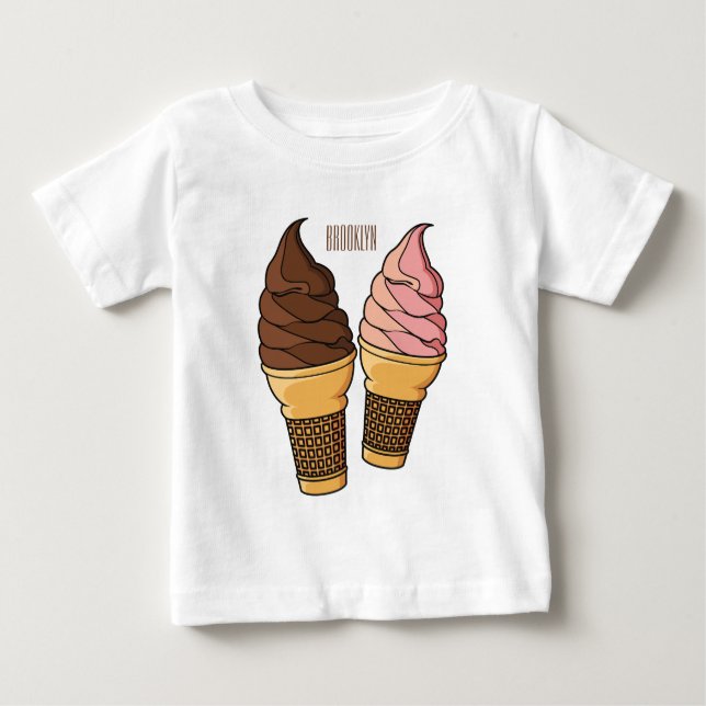 Camiseta De Bebé Ilustracion de personalizado de helado de cono (Anverso)