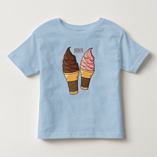 Camiseta De Bebé Ilustracion de personalizado de helado de cono (Anverso)