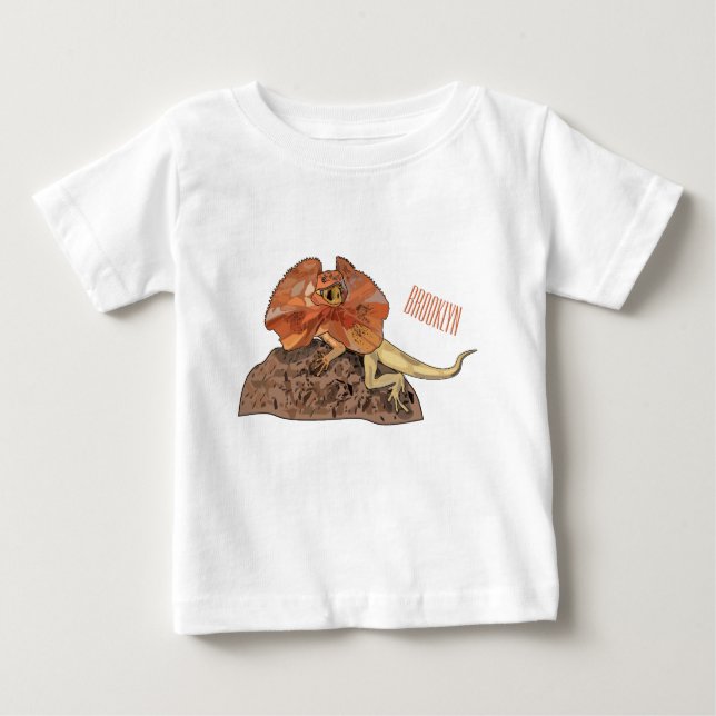 Camiseta De Bebé Ilustracion de personalizado de lagarto de cuello  (Anverso)