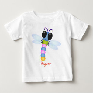 Camiseta De Bebé Ilustracion de personalizado de libélula azul y ro