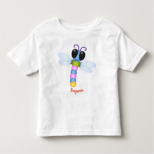 Camiseta De Bebé Ilustracion de personalizado de libélula azul y ro