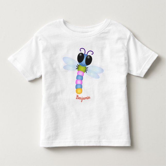 Camiseta De Bebé Ilustracion de personalizado de libélula azul y ro (Anverso)