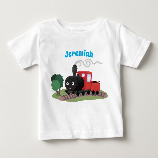 Camiseta De Bebé Ilustracion de personalizado de locomotora de trac (Anverso)