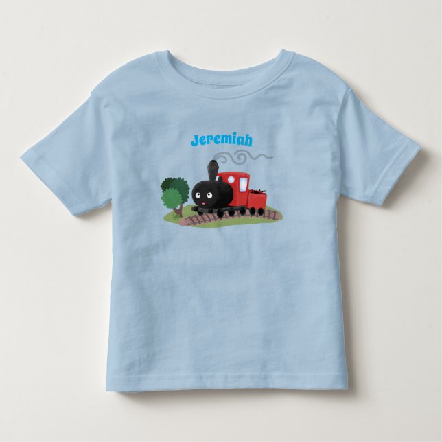 Camiseta De Bebé Ilustracion de personalizado de locomotora de trac (Anverso)