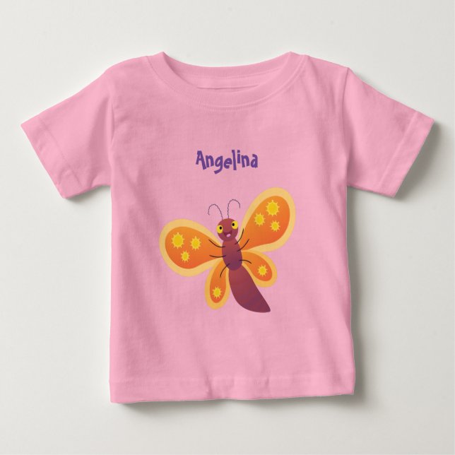 Camiseta De Bebé Ilustracion de personalizado de mariposa naranja f (Anverso)