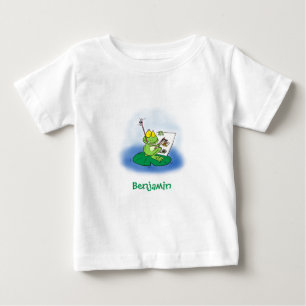 Camiseta De Bebé Ilustracion de personalizado de rana verde lindo