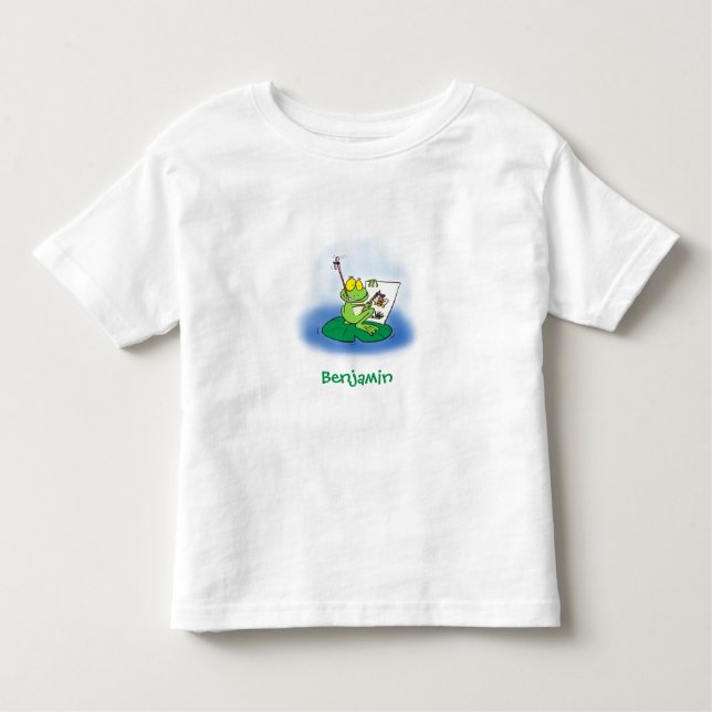 Camiseta De Bebé Ilustracion de personalizado de rana verde lindo (Anverso)