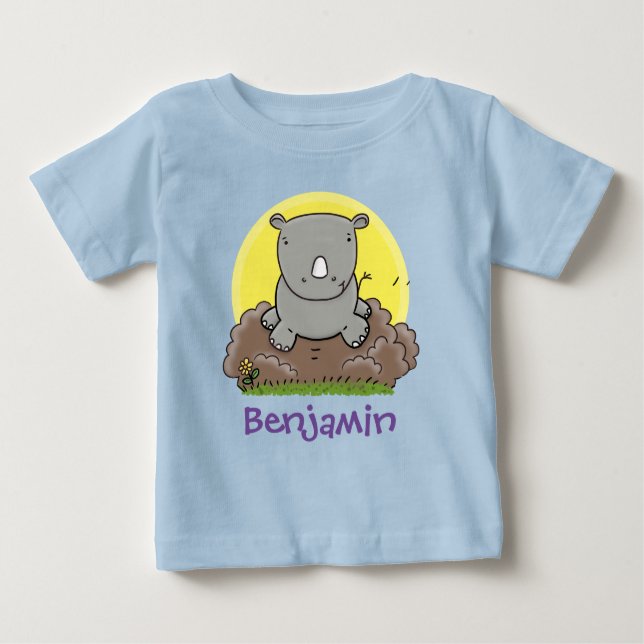 Camiseta De Bebé Ilustracion de personalizado de rinocerontes de Áf (Anverso)