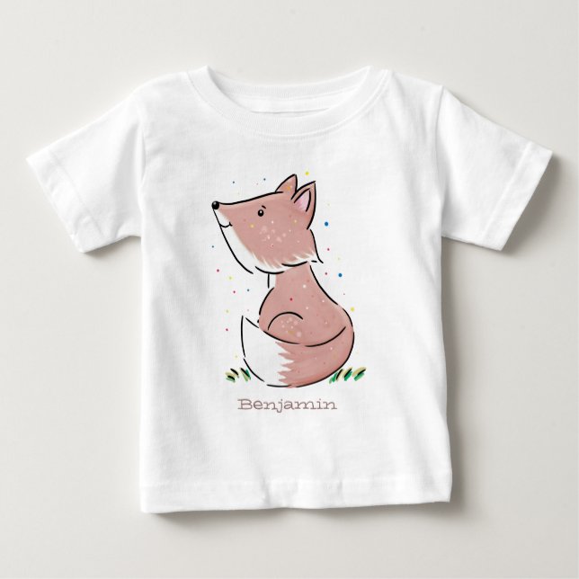 Camiseta De Bebé Ilustracion de personalizado de zorro bebé (Anverso)