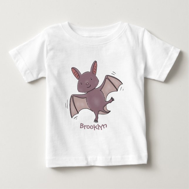 Camiseta De Bebé Ilustracion de personalizado volador de bate de be (Anverso)