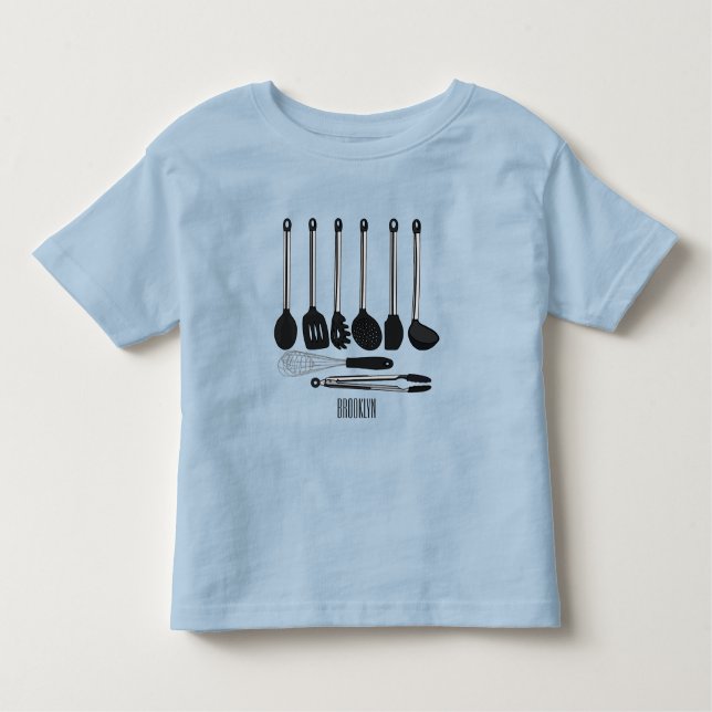 Camiseta De Bebé Ilustracion de personalizados utensiales de cocina (Anverso)