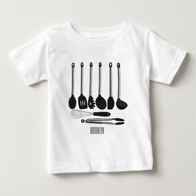 Camiseta De Bebé Ilustracion de personalizados utensiales de cocina (Anverso)