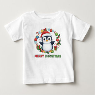 Camiseta De Bebé Ilustración de pingüino navideño adorable