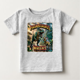 Camiseta De Bebé Ilustración de Piranhasaurus Wrecks – Divertido y
