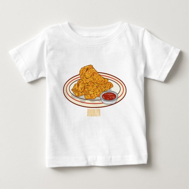 Camiseta De Bebé Ilustracion de pollo frito personalizado (Anverso)