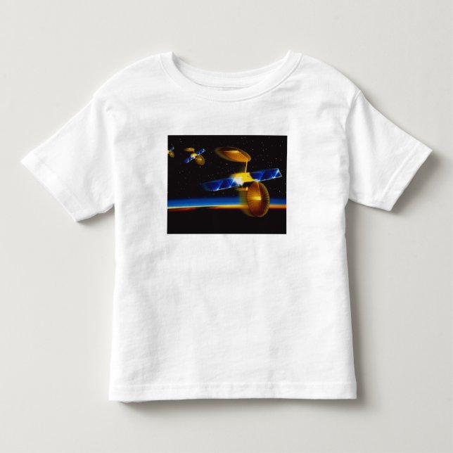 Camiseta De Bebé Ilustracion de satélites en el horizonte terrestre (Anverso)