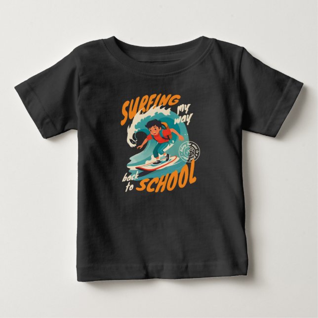 Camiseta De Bebé Ilustración de Surfing My Way Back to School (Anverso)