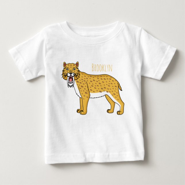 Camiseta De Bebé Ilustracion de tigre con dientes de saber (Anverso)