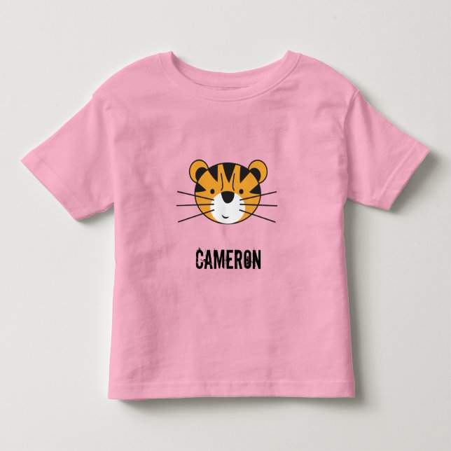Camiseta De Bebé Ilustracion de tigre rosa personalizado (Anverso)