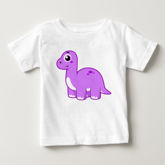 Camiseta De Bebé Ilustracion De Un Dinosaurio Brontosauro. (Anverso)