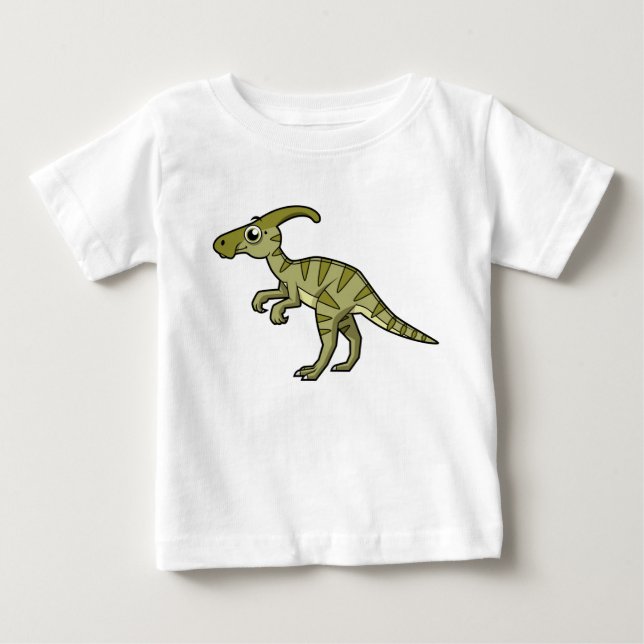 Camiseta De Bebé Ilustracion De Un Dinosaurio Parasaurolophus. 3 (Anverso)