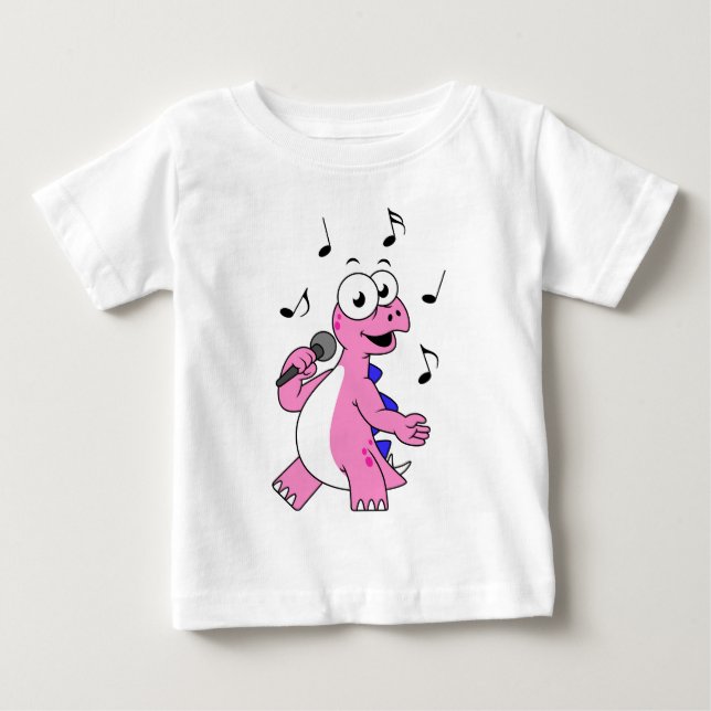 Camiseta De Bebé Ilustracion De Un Estegosaurio Cantante. (Anverso)