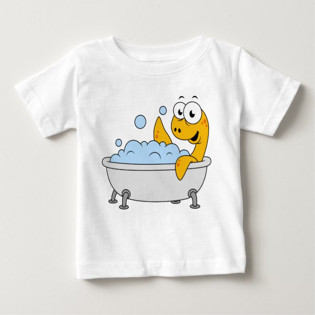 Camiseta De Bebé Ilustracion De Un Monstruo De Baño De Ness. (Anverso)