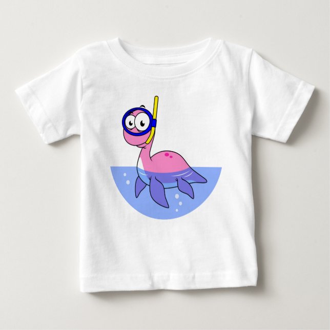 Camiseta De Bebé Ilustracion De Un Monstruo De Buceo De Loch Ness. (Anverso)