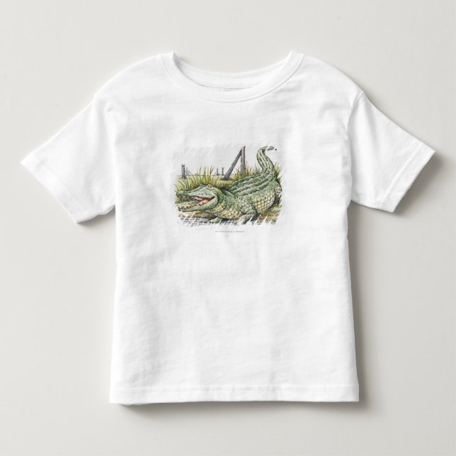 Camiseta De Bebé Ilustracion del cocodrilo en la orilla (Anverso)