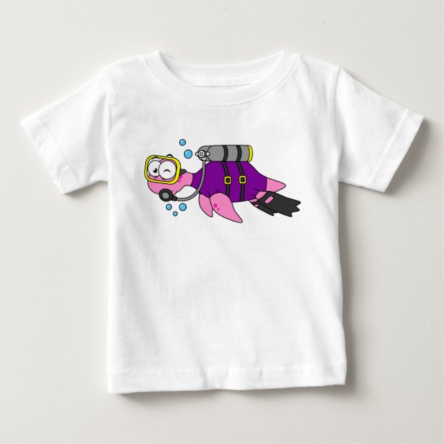 Camiseta De Bebé Ilustracion Del Monstruo De Loch Ness Scuba Buver. (Anverso)